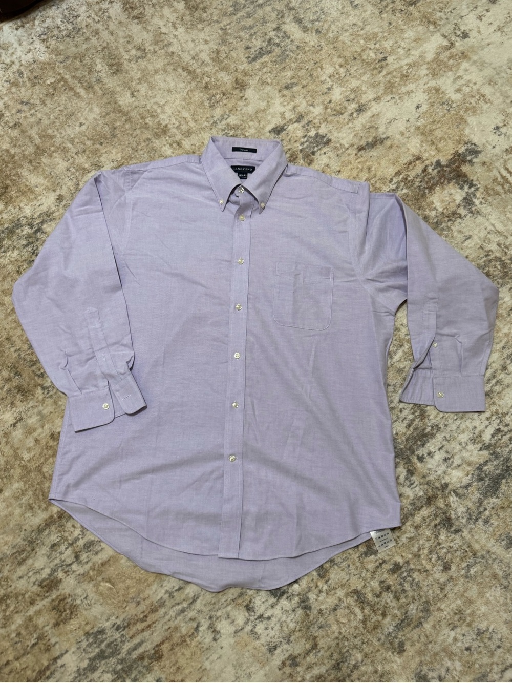 Lands End No Iron Button-Down Dress Shirt - Lavender Purple